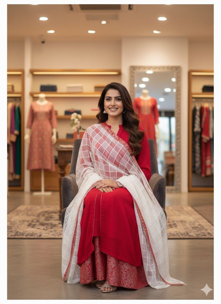 Sniff Luxe Banarsi Panel Set with Organza Dupatta