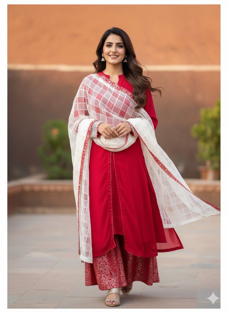 Sniff Luxe Banarsi Panel Set with Organza Dupatta