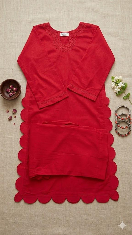 Mutez Signature Lawn Kaftan – Elegant Scallop Design (Summer Collection)
