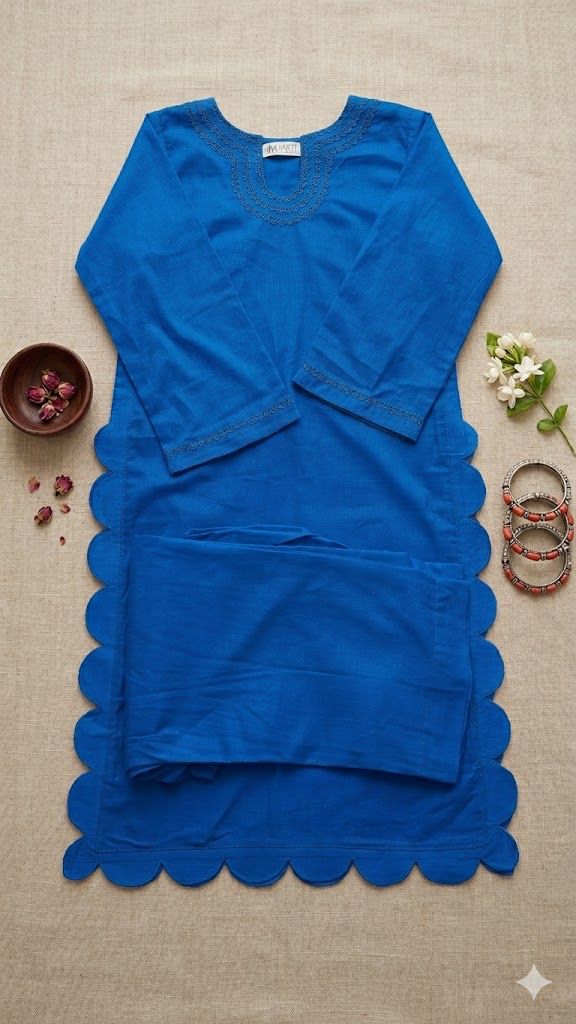 Mutez Signature Lawn Kaftan – Elegant Scallop Design (Summer Collection)